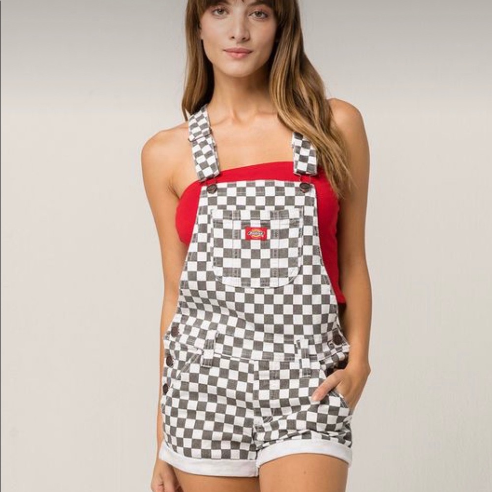 Dickies - Women’s Shortalls Checkered Board Size Small, gently worn